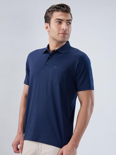Image of Park Avenue Men Regular Fit Solid Pattern Pure Cotton Polo Neck Half Sleeve Casual T-Shirt