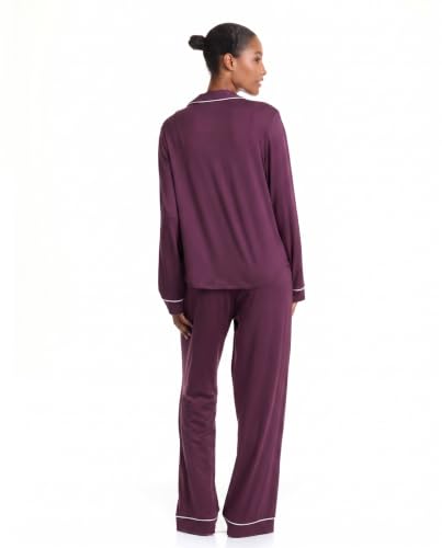 Image of U.S. POLO ASSN. Womens Lightweight Notch Collar Pajama Set | Classic Button Down Pajamas for Women with Long Sleeve Top and Pajama Pants