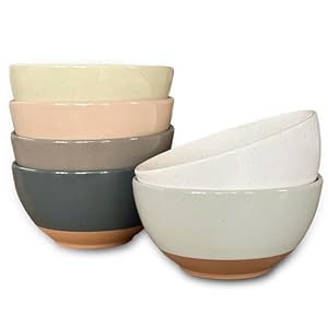 Mora Ceramic Small Dessert Bowls – 16oz, Set of 6 – Microwave, Oven and Dishwasher Safe, For Rice, Ice Cream, Soup, Snack, Cereal, Chili, Side Dishes etc – Microwavable Kitchen Bowl, Assorted Neutrals