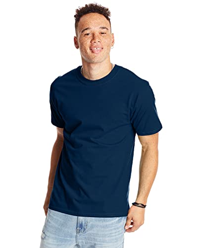 Prenda Hanes Navy 55 2XL en algodón suave de alta densidad azul