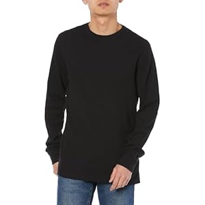 [Amazon Essentials] シャツ ワッフル生地 レギュラーフィット 長袖 メンズ ブラック L" 