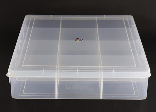 Image of NMII Multipurpose Plastic Storage Box with Partitions | Transparent Organizer with Secure Lid | Ideal for Stationery, Craft Supplies, Tools, and Jewellery, Accessories | Lightweight-(9 Partitions)