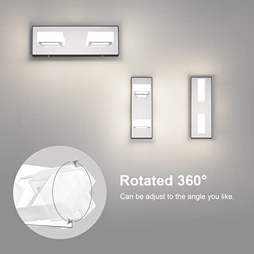 Image of Ralbay Modern Chrome Vanity Light 2 Light Acrylic Stainless Steel Chrome Bathroom Lighting Fixtures Modern LED Vanity Light for Bathroom (Natural White Light 4500K)