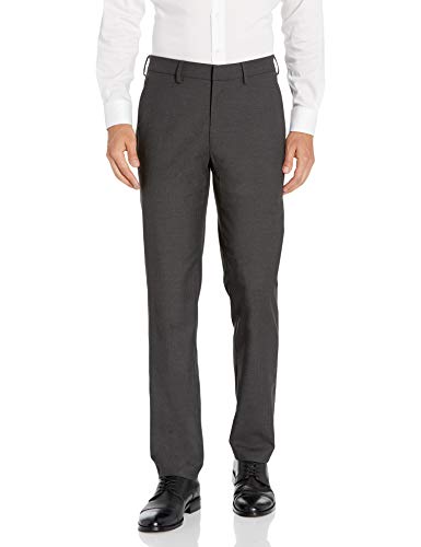 Haggar Men's Signature Herringbone Tailored Fit Flat Front Premium Flex WB Suit Separate Pant, Dk. HTR. Grey, 34 x 32