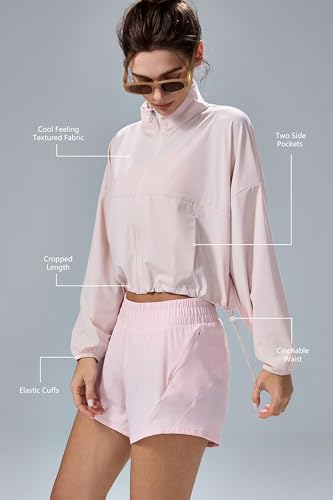 altiland Women's UPF 50+ Sun Protection Cropped Zip Up Jackets for Athletic Workout Running Cool Feeling3