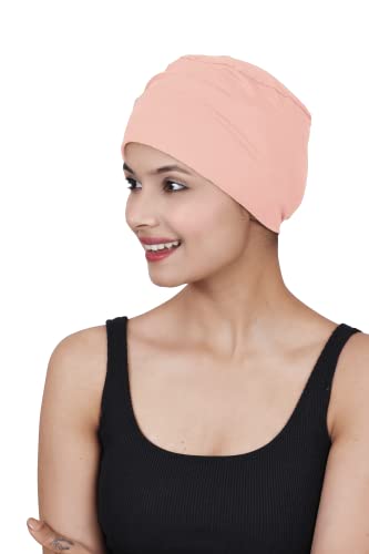 Image of The Headscarves Women Silky Soft Bamboo Viscose Sleep Cap for Hair Loss Chemo Headwear Skull Cap Free Size (Multicolor) (HS3 Multicolor)