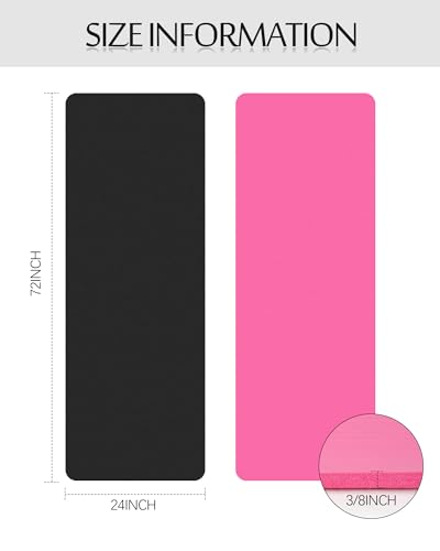 Image of Woanger Yoga Mats (72x24) 3 /8 Inch Thick Exercise Yoga Mat for Home Workout with Strap Non Slip Pilates Gym Supplies for Women Men