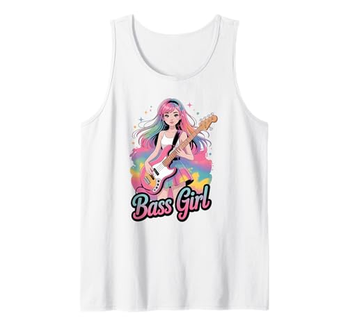 Bass Girl colorida Bass Girl Music Lover Camiseta sin Mangas