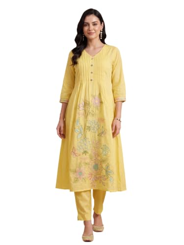 Image of INDO ERA Women's Cotton Ethnic Co-Ord Set | Kurta Pant Set | Stylish Cotton Suit Set for Women,11685 | Co Ord Set For Women Stylish |