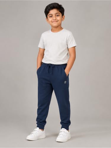 Image of KiddoPanti Boys Solid Fleece Track Pants | Cotton Poly Fleece Fabric | Ankle Length Bottom Rib | 2 Front Patch Pocket | Elastic Waist & Drawcord | Jogger Track Pants for Boys