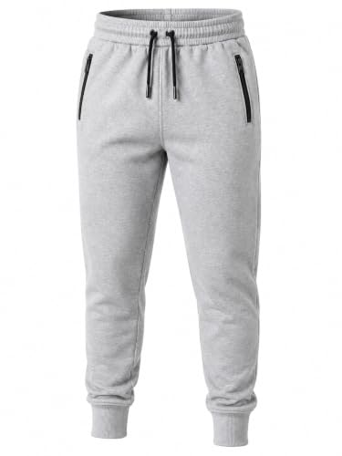 Image of RUBAB Boys Girls Fleece Jogging Bottoms Kids Sports PE Joggers Children Unisex Fleece Trousers Classic Bottom Sweatpants Cuff Joggers Age 5-14 Years (11-12 Years, Light Grey)
