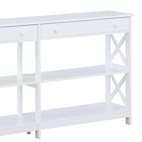 Convenience Concepts Oxford 2 Drawer 60 Inch Console Table With Shelves, 60", White #TOP5