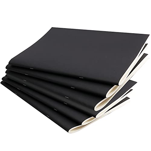 KOHAND 6 Pack A3 Sketchbook, Black Soft Kraft Cover Sketchbook, 20 Sheets/40 Pages 120 GSM Blank Paper Sketch Book for Sketching, Writing, Scrapbooking, 420 x 297mm