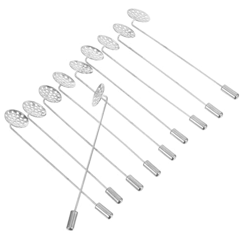 LRXIYODE 12mm Mesh Flower Base Brooch Pins, 10pcs Silver Tone