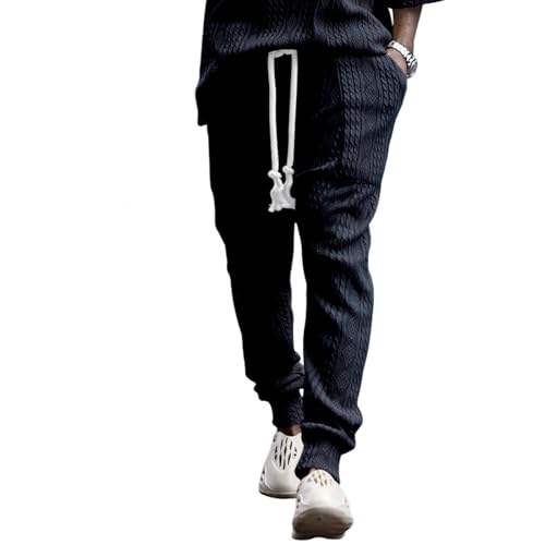 ZOCANIA Mens Casual Pants Jacquard Knit Trousers Drawstring Waist Baggy Yoga Sweatpants Outdoor Athletic Pants