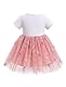FYMNSI Baby Mädchen Mein Erster 1. Geburtstag Kleid Baumwolle Kurzarm Tutu Tüllkleid mit Schleife Stirnband Kleinkinder A-Linie Prinzessin Partykleid Fotoshooting Outfit Sommer Dunkelrosa 12-18 Monate