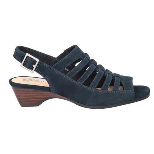 Bella Vita Women's Yakira Wedge Sandal, Navy Kidsuede Leather, 11 X-Wide