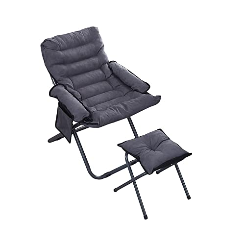 Living Room Lazy Chair With Ottoman, Adjustable Comfy Chair W/Side Pocket For Adult Or Kids Upholstered Lounge Armrest Comfy Chair For Living Room Office/Bedroom/Hosting(Gray) #TOP7