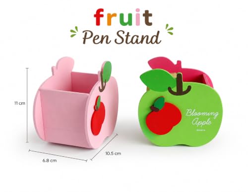 Image of GOLD LEAF Wooden Pen Stand with Fruit Shape DIY Craft Kit for Kids, Multicolor Birthday Return Gifts, Desk Organizer, Paintable Wooden Pencil Holder, Pack of 6 (Fruit)