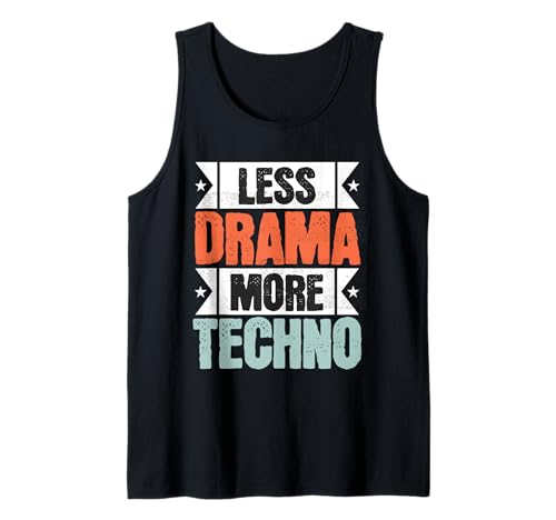 Equipamento techno: menos drama, mais techno, música eletrónica ravers. T-shirt sem mangas