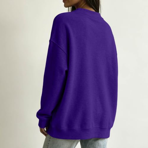 Crewneck Sweatshirts Women Fall Y2k Preppy Fleece Oversized Sweatshirt - image 3