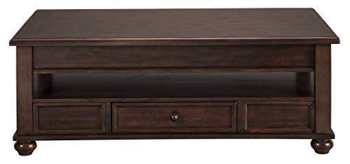 Signature Design by Ashley Barilanni Traditional Lift Top Coffee Table with 1 Storage Drawer, Open Shelf and Hidden Storage, Dark Brown Signature Design by Ashley Barilanni Traditional Lift Top Coffee Table with 1 Storage Drawer, Open Shelf and Hidden Storage, Dark Brown
