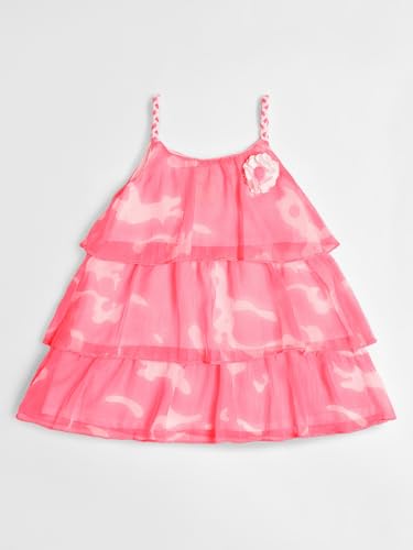 Image of Nautinati Baby Girls Strap Sleeve Fit & Flare Frock | Age 0-3 Years