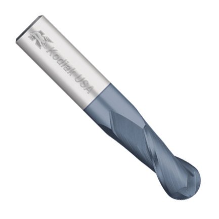 Kodiak Cutting Tools KODIAK132207 USA Made Solid Carbide End Mill, Coated, 2 Flute, 1/4 Shank, 3/4 Length of Cut, 2-1/2 Overall Length, 1/4 Diameter