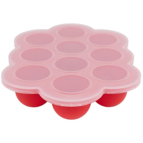 Image of WeeSprout Silicone Baby Food Freezer Tray with Clip-on Lid - Perfect Storage Container for Homemade Baby Food, Vegetable & Fruit Purees, and Breast Milk (Bright Red, Ten 1.5 Ounce Sections)