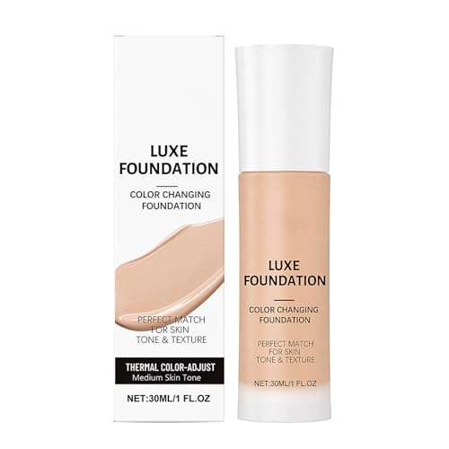 30ML Colour Changing Foundation - Lightweight Full Coverage Foundations Makeup Adapts To Your Skin Tone - Intelligent Foundation Buildable Face Foundations Instantly (Medium)