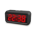 EUTUKEY Réveil Numérique, Horloge Numérique à Piles, 2 Niveaux de Luminosité et 3 Niveaux de Volume, Snooze, 12/24 H, Chiffres LED Toujours Allumés, pour Enfants Et Adultes