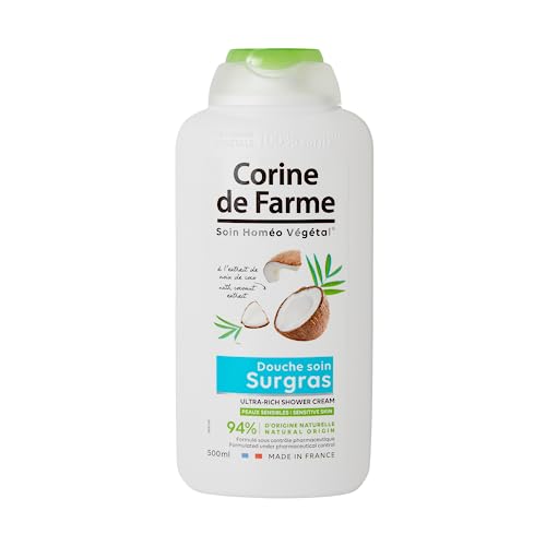 Corine de Farme - Gel de Ducha Supergraso con Extracto de Coco 500ml - Producto de Baño para Piel del Cuerpo - Sin Parabenos Ni Sulfatos - Cosmético Natural Dermatológico