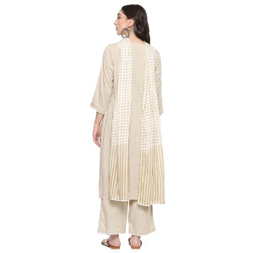 Image of BIBA Women Voile Straight Kurta Palazzo Suit Set
