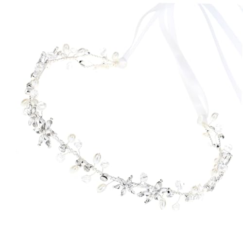 Handmade Rhinestone Pearl Waist Belt for Brides Shiny Wedding Accessory with Satin Ribbon Versatile Fashion Wristband for Dance Parties and Banquets