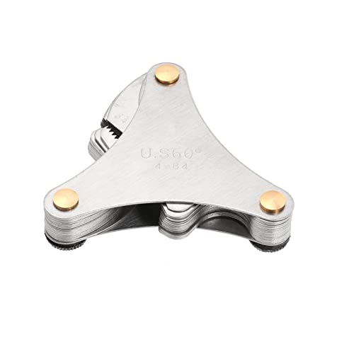 FELTECHELECTR Thread Gauge Clamp Tool Thread Measuring Gage Dual Marked Feeler Gauge Thread Gage Feeler Gauges Gap Measurer Thread Measuring Gages Pitch Silver