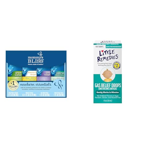 Image of Mommy's Bliss Newborn Gift Set with Gripe Water, Vitamin D, Saline & Little Remedies 1oz Gas Relief Drops