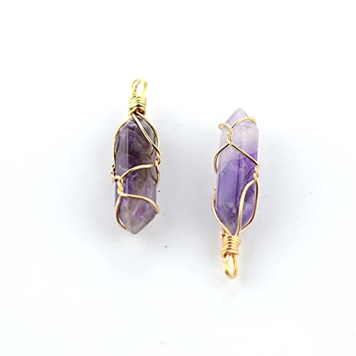 Améthyste 2 pendentif hexagonal en cristal taillé de haute qualité - 6