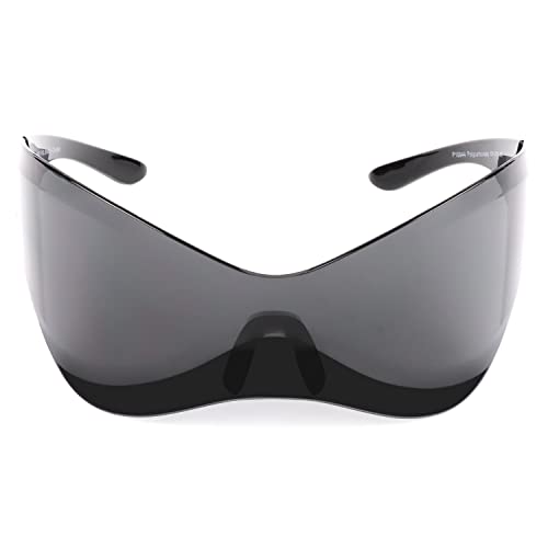 SunnyPro Futuristic Oversized Sunglasses for Women Men Fashion Wrap Around Shield