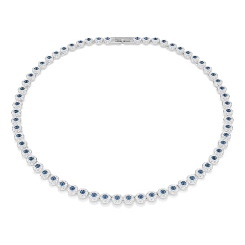 Swarovski Collar Una Angelic, con Cristales Azules en Talla Redonda y Pavé Transparente, Colección Una Angelic, Baño en Rodio, Azul