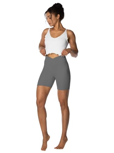 Image of Sunzel Crossover Biker Shorts for Women, No Front Seam V High Waist Yoga Workout Gym Shorts with Tummy Control | 4 Or 6-Inch Inseam, High Waisted, Tummy Control, Crossover Waist, Buttery Soft, No Front Seam, Squat Proof, Compression