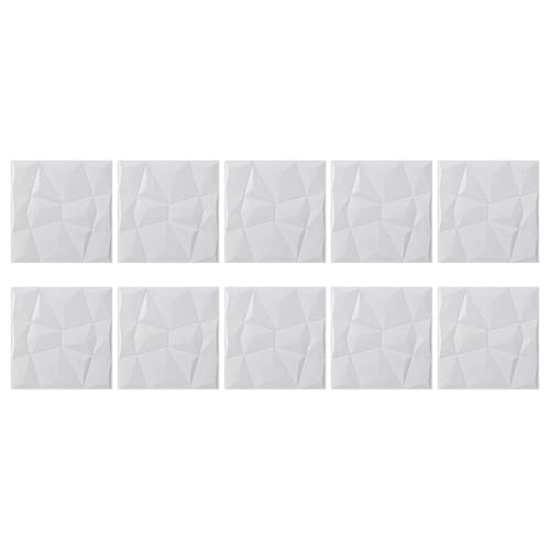 Papel pintado 3D autoadhesivo extraíble en blanco diamante pack de 10 paneles para pared 2