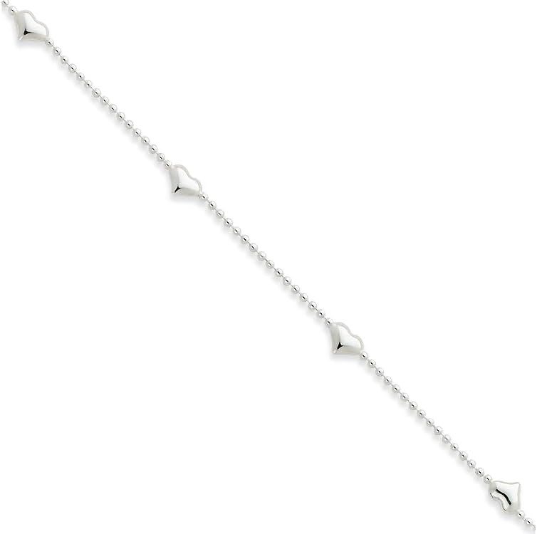 FJC Finejewelers Sterling Silver Dangling Heart Anklet