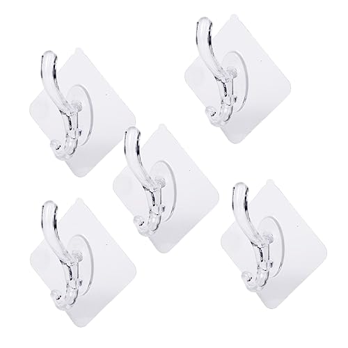 CTIRCHIU 5pcs Traceless Towel Hooks for Bathroom Wall Hangers Without Nails Punch Design No Tool Needed Moisture-Resistant for Hat Scarf Clothes Bag