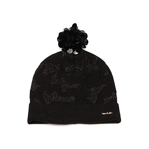 Berretto donna in maglia Liu Jo sport con pompon in lana/ paillettes nero C22LJ02 TF1105 Cover
