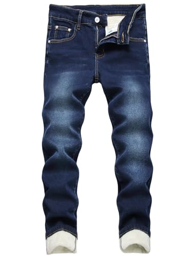 Boy's Fleece Lined Jeans Winter Jeans Thermal Thick Stretchy Skinny Fit Fashion Casual Denim Jeans Pants