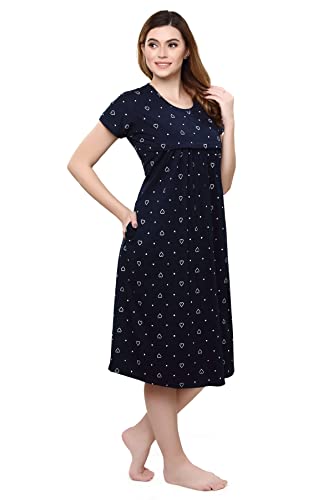 Image of TIGYWIGY Women's Cotton Printed Knee Length Maternity /Feeding /Nursing Nighty