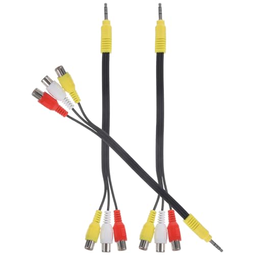 ARTIBETTER Av 3.5mm to 3 Female Av Connecting Cord 3pcs Extended 18mm Head Multi-use Audio Transfer Cable for Satellite Tv Receivers and Video Tuners