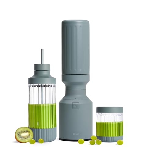 Image of Beast Mighty 850 Stainless Steel | Compact Personal Blender | Extra Vessels | Keeps Blends Cold | Smoothies, Shakes, Sauces, Dips | Portable Straw Caps and Lids | 850W (Mist)
