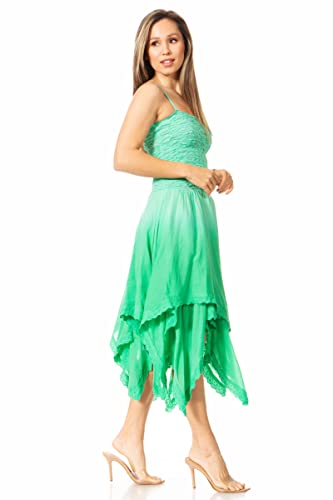 Image of Sakkas Ella Smocked Bodice Spaghetti Strap Double Layered Dress