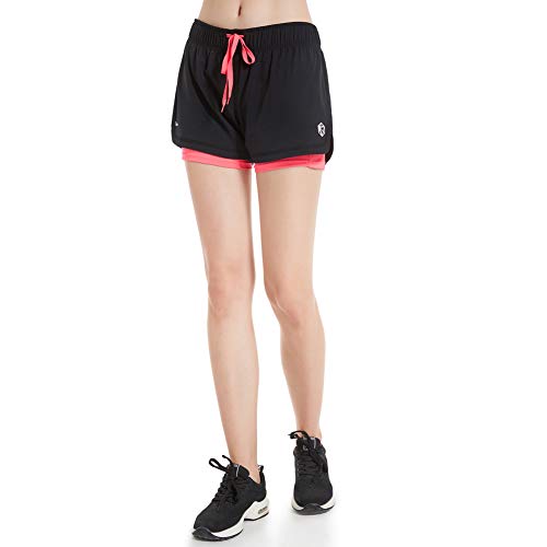 CtopoGo Pantaloncini Sportivi da Donna 2 in 1 per Correre Calzoncini Sportivi da Donna per Esercizio Yoga Pantaloncini Corti Respiranti per Sport all'Aria Aperta
